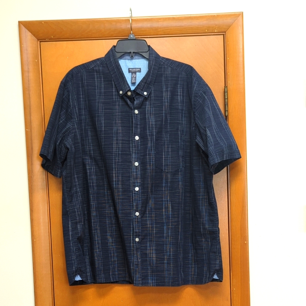 Van Heusen Navy Never Tuck Casual Button Down Shirt